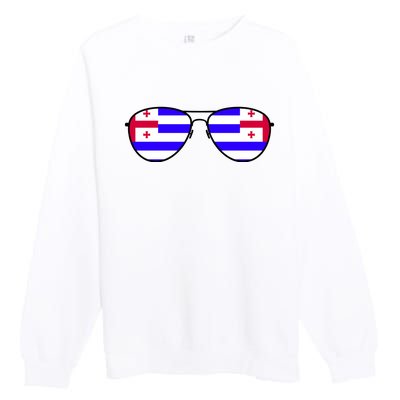 Ajaria Flag Aviator Sunglasses Premium Crewneck Sweatshirt