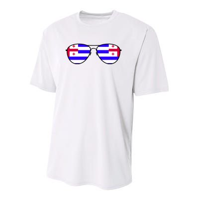 Ajaria Flag Aviator Sunglasses Youth Performance Sprint T-Shirt