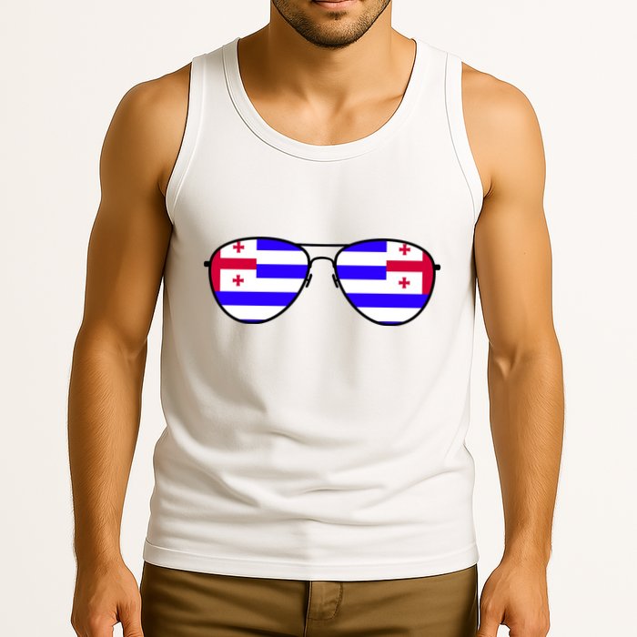 Ajaria Flag Aviator Sunglasses Tank Top