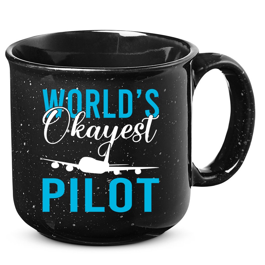 Airplane Flying Aircraft Worlds Okayest Pilot Cute Gift 15oz Campfire Ceramic Mug
