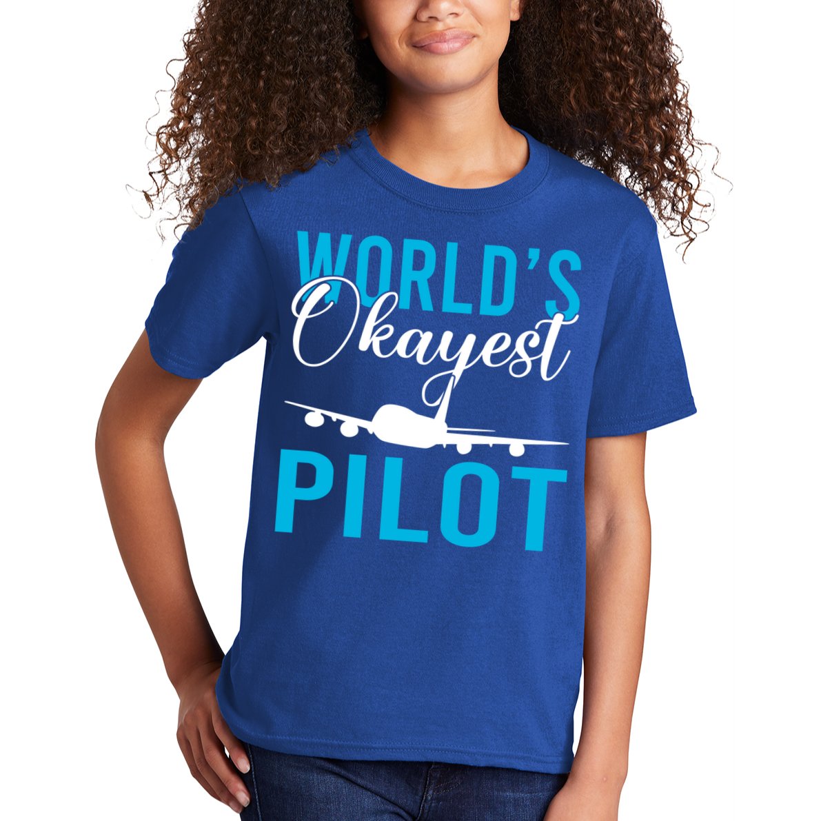 Airplane Flying Aircraft Worlds Okayest Pilot Cute Gift Kids T-Shirt