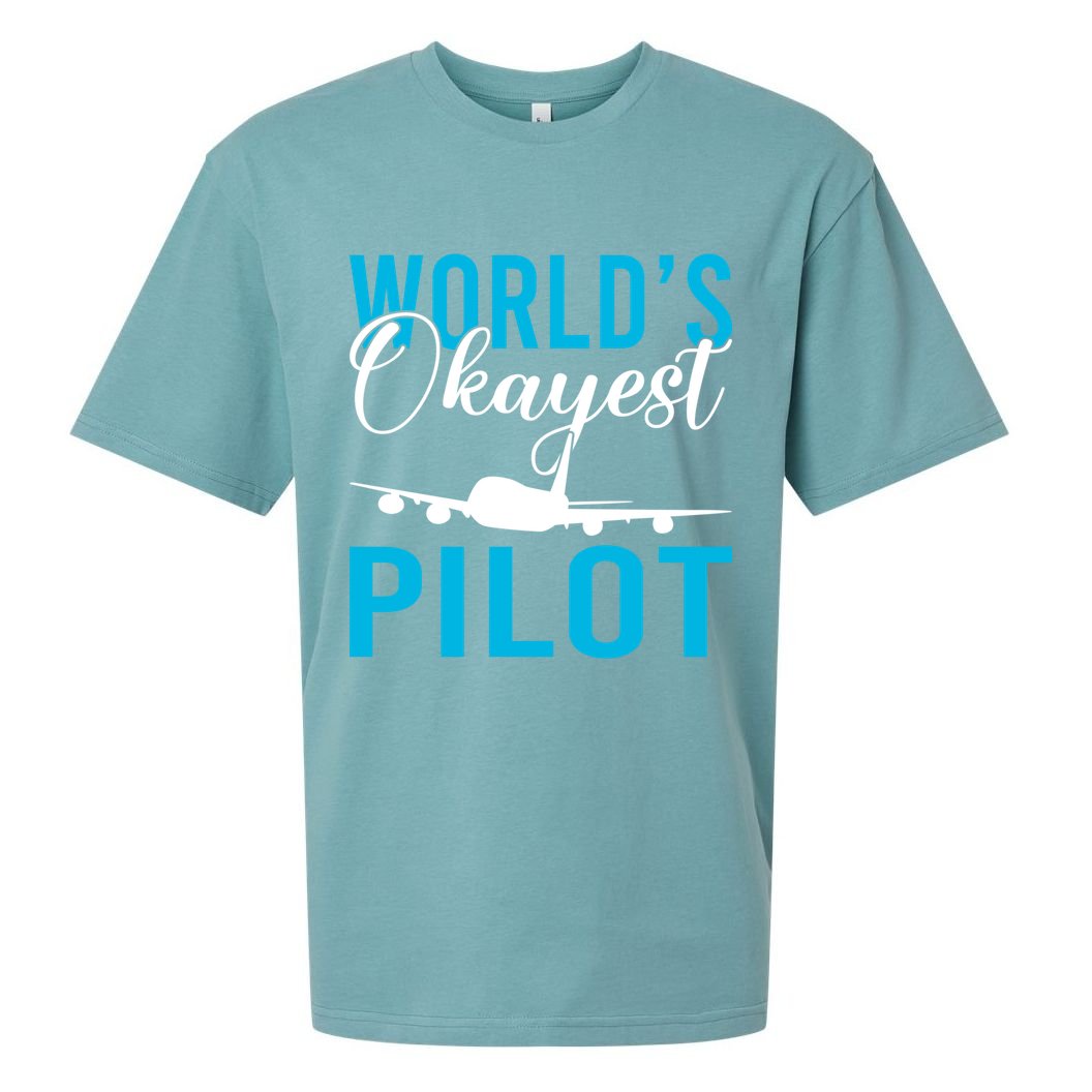 Airplane Flying Aircraft Worlds Okayest Pilot Cute Gift Sueded Cloud Jersey T-Shirt