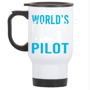 Airplane Flying Aircraft Worlds Okayest Pilot Cute Gift Stainless Steel Travel Mug