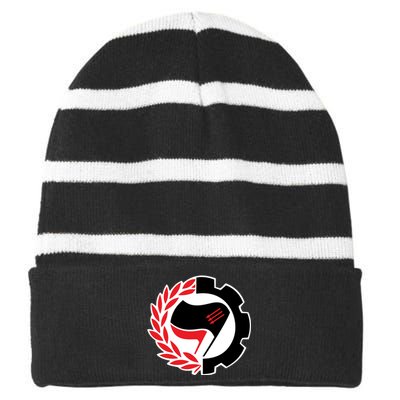 Anti Fascist Action Striped Beanie with Solid Band