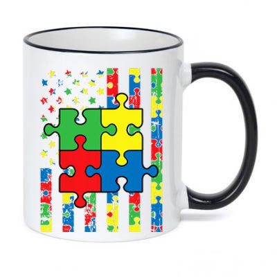 American Flag Autism Awareness Baby 11oz Black Color Changing Mug