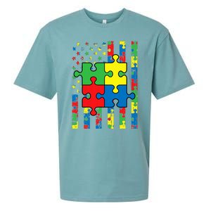 American Flag Autism Awareness Baby Sueded Cloud Jersey T-Shirt