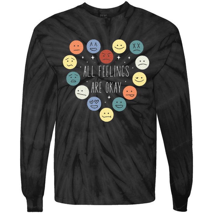 All Feelings Are Okay Mental Health Awareness Month Emotion Tie-Dye Long Sleeve Shirt