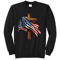 American Flag And Christian Cross Patriotic 4th Of July Sweatshirt