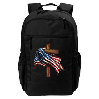 American Flag And Christian Cross Patriotic 4th Of July Backpack