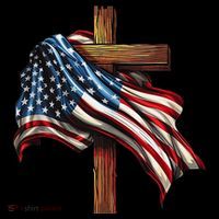 American Flag And Christian Cross Patriotic 4th Of July Flatbill Hat