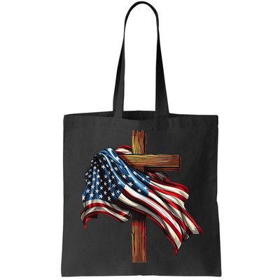 American Flag And Christian Cross Patriotic 4th Of July Bag