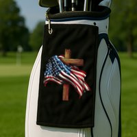 American Flag And Christian Cross Patriotic 4th Of July Golf Towel