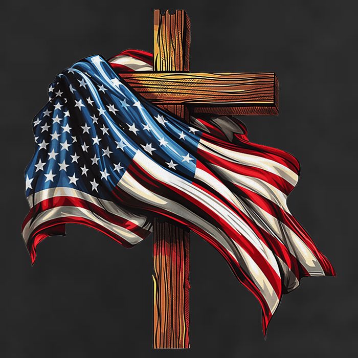 American Flag And Christian Cross Patriotic 4th Of July Golf Towel