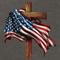 American Flag And Christian Cross Patriotic 4th Of July Cotton Canvas Backpack