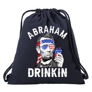 American Flag Abraham Drinking Merica Abe Lincoln Beer Lover Gift Drawstring Bag