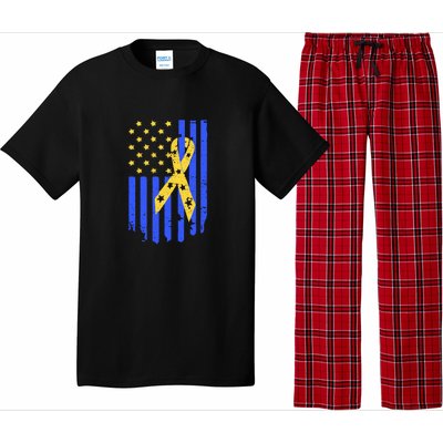 American Flag And Ribbon For Trisomy 21 Down Syndrome Ribbon Gift Pajama Set