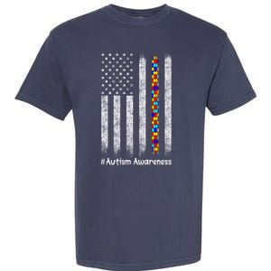 American Flag Autism Awareness Gift Garment-Dyed Heavyweight T-Shirt