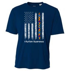 American Flag Autism Awareness Gift Cooling Performance Crew T-Shirt