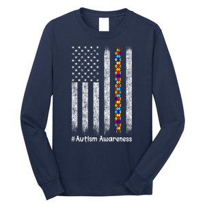 American Flag Autism Awareness Gift Long Sleeve Shirt