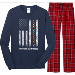 American Flag Autism Awareness Gift Long Sleeve Pajama Set