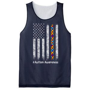 American Flag Autism Awareness Gift Mesh Reversible Basketball Jersey Tank