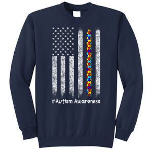 American Flag Autism Awareness Gift Tall Sweatshirt