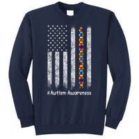 American Flag Autism Awareness Gift Tall Sweatshirt