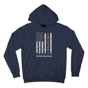 American Flag Autism Awareness Gift Tall Hoodie