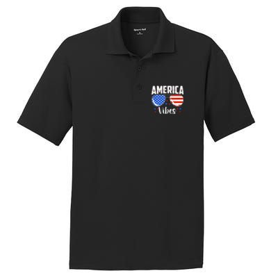 American Flag America Vibes 4th Of July Gift PosiCharge RacerMesh Polo