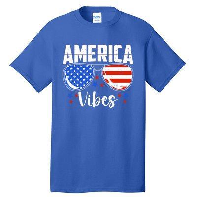 American Flag America Vibes 4th Of July Gift Tall T-Shirt