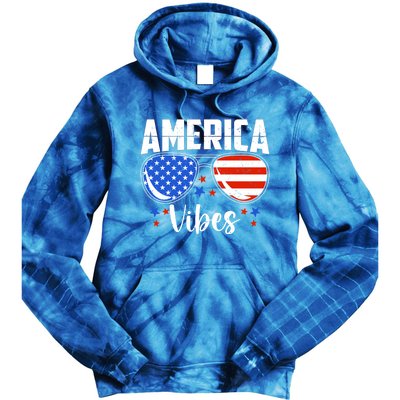 American Flag America Vibes 4th Of July Gift Tie Dye Hoodie