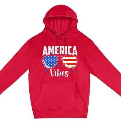 American Flag America Vibes 4th Of July Gift Premium Pullover Hoodie