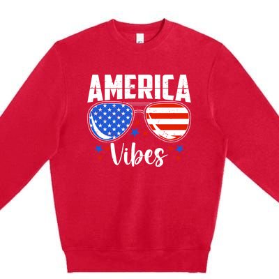 American Flag America Vibes 4th Of July Gift Premium Crewneck Sweatshirt