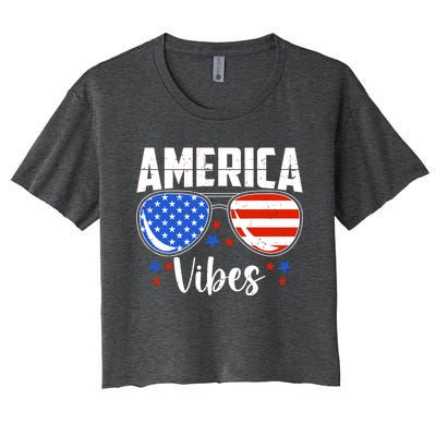 American Flag America Vibes 4th Of July Gift Women's Crop Top Tee