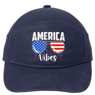 American Flag America Vibes 4th Of July Gift 7-Panel Snapback Hat