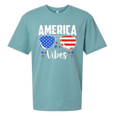 American Flag America Vibes 4th Of July Gift Sueded Cloud Jersey T-Shirt