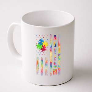 American Flag Autism Dad Mom Autism Awareness Puzzle Flag Gift Coffee Mug