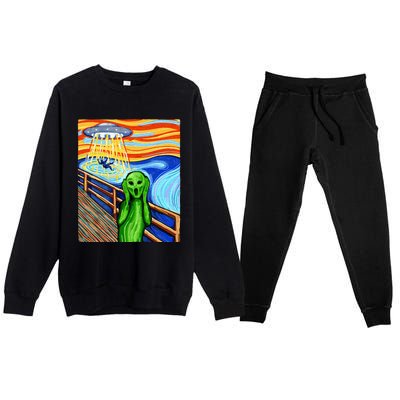 Alien Funny Alien Alien Lover UFO Premium Crewneck Sweatsuit Set