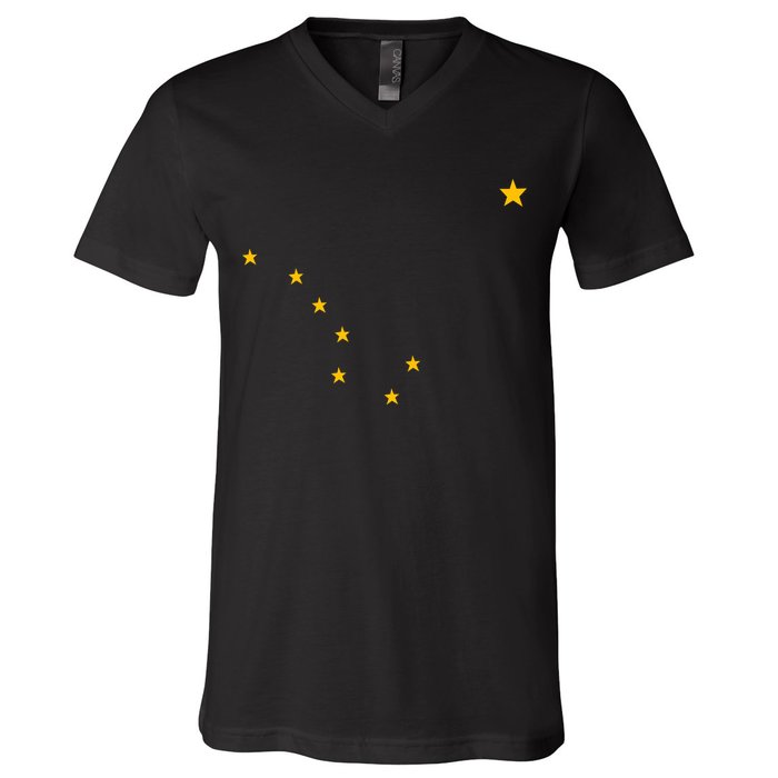 Alaskan Flag | Alaska Pride Northern Lights Big Dipper Polaris V-Neck T-Shirt