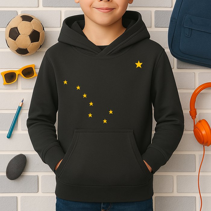 Alaskan Flag | Alaska Pride Northern Lights Big Dipper Polaris Kids Hoodie