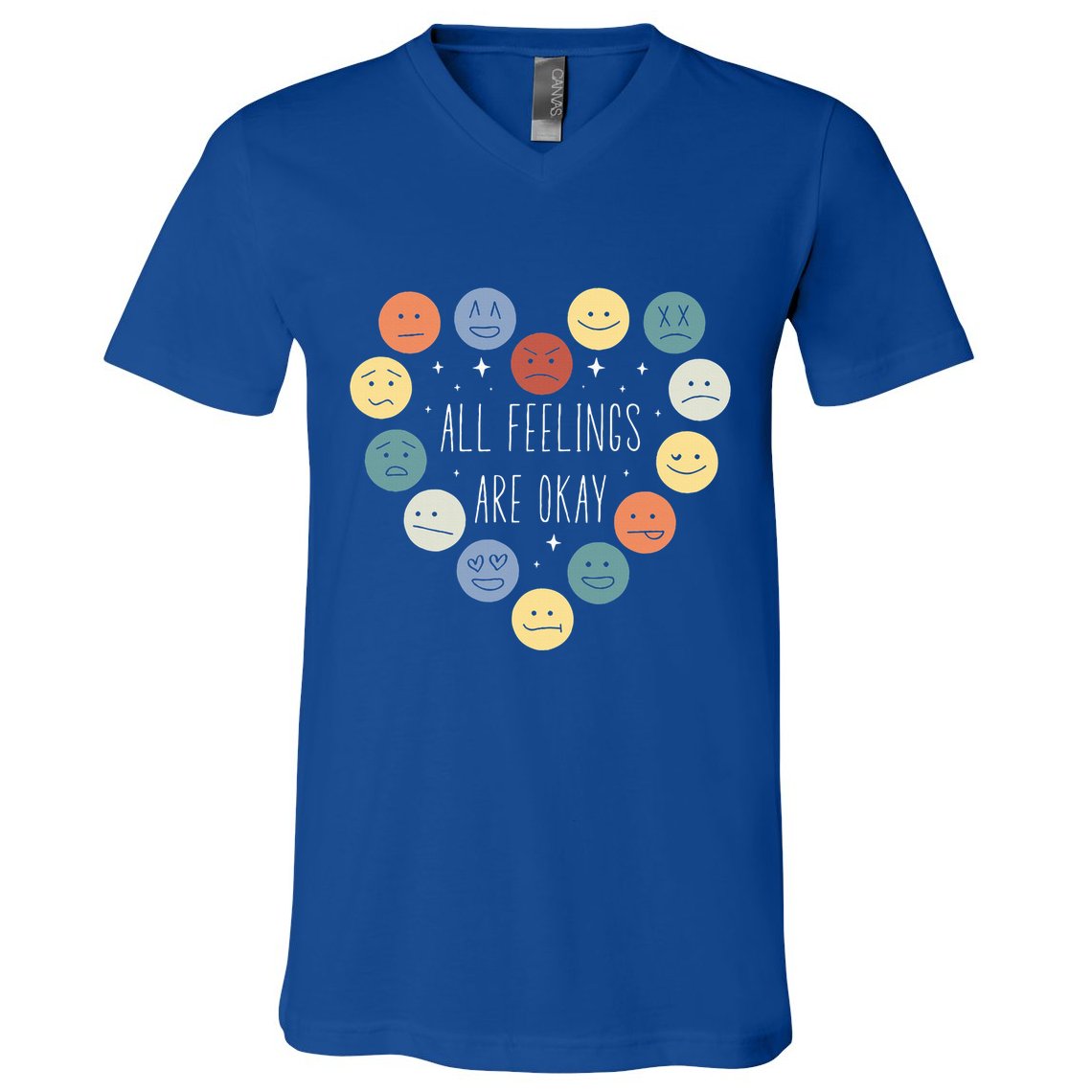 All Feelings Are Okay Mental Health Awareness Month Emotion V-Neck T-Shirt