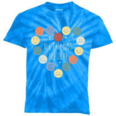 All Feelings Are Okay Mental Health Awareness Month Emotion Kids Tie-Dye T-Shirt