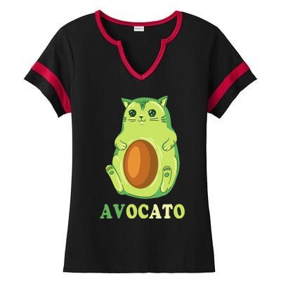 Avocato Funny Avocado Lover Cat Gifts Ladies Halftime Notch Neck Tee