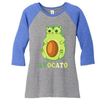 Avocato Funny Avocado Lover Cat Gifts Women's Tri-Blend 3/4-Sleeve Raglan Shirt