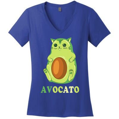 Avocato Funny Avocado Lover Cat Gifts Women's V-Neck T-Shirt