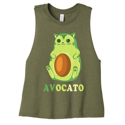 Avocato Funny Avocado Lover Cat Gifts Women's Racerback Cropped Tank