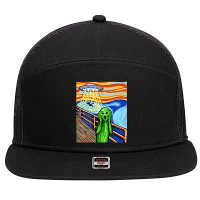 Alien Funny Alien Alien Lover UFO 7 Panel Mesh Trucker Snapback Hat