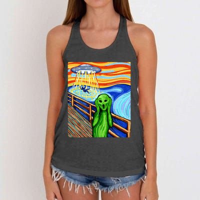 Alien Funny Alien Alien Lover UFO Women's Knotted Racerback Tank