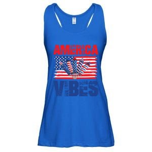 American Flag America Vibes 4th Of July Great Gift Ladies Essential Flowy Tank