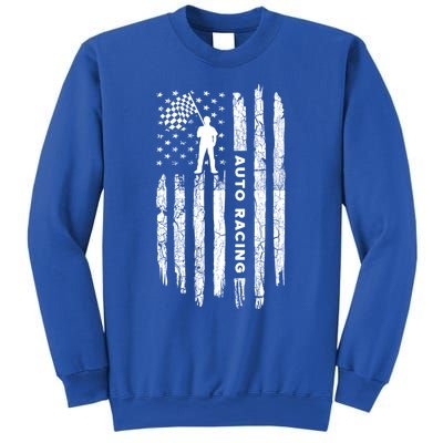 American Flag Auto Racing Clothing Gift Vintage Auto Racing Cute Gift Sweatshirt